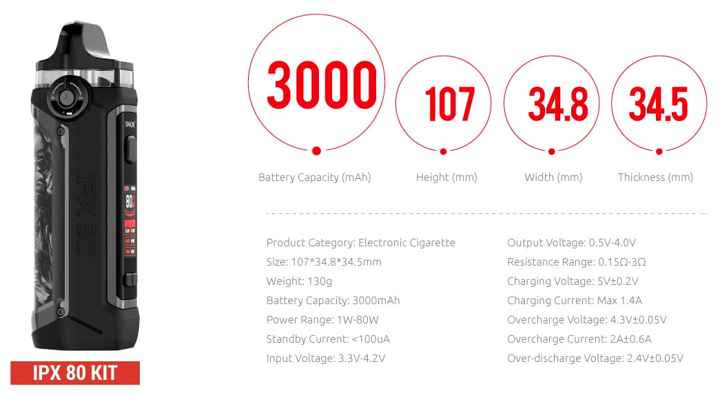 Як зрозуміти, що зарядилася електронна сигарета SMOK IPX 80 Pod Kit 3000 mAh